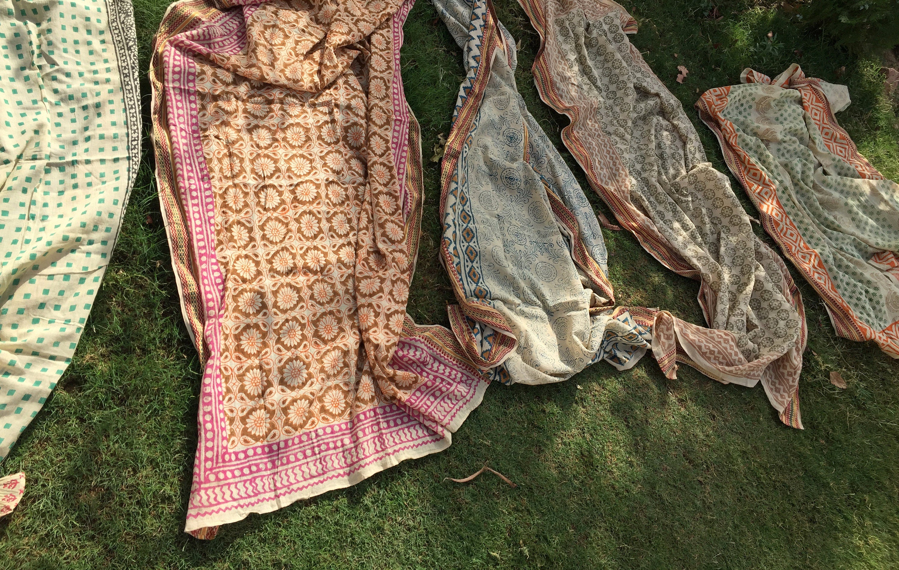 block printed cotton sarongs