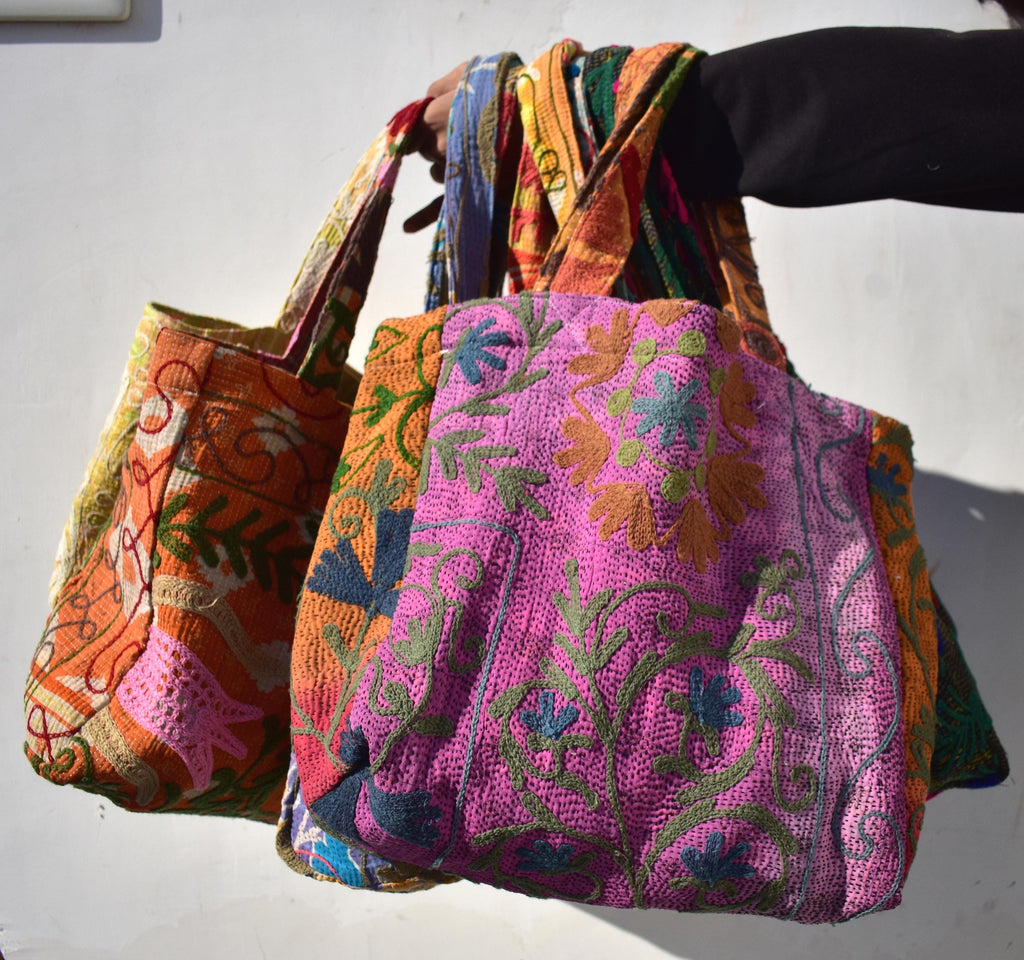 Suzani embroidery kantha bags
