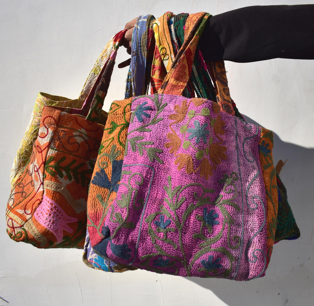 Suzani embroidery kantha bags