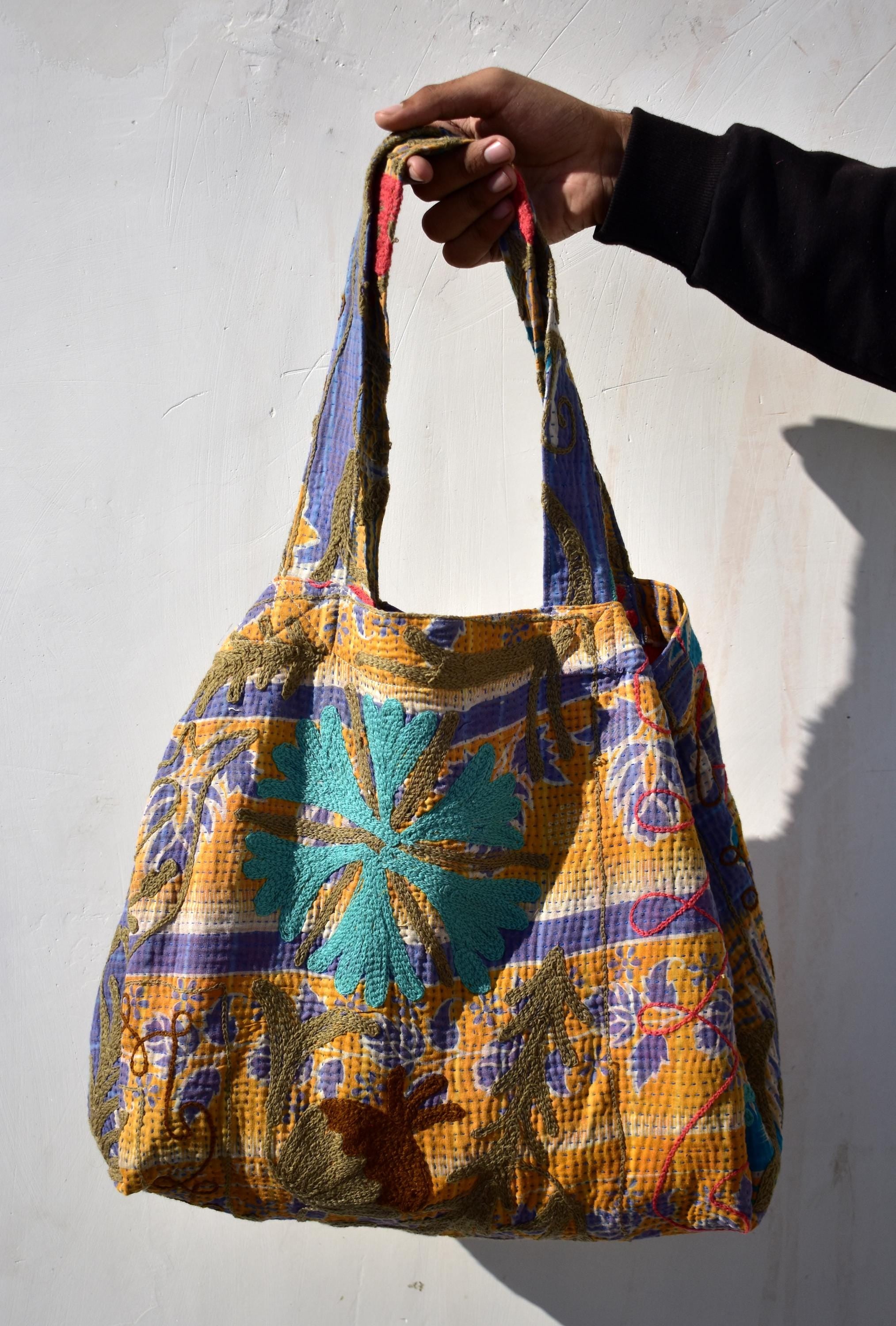 Suzani embroidery kantha bags
