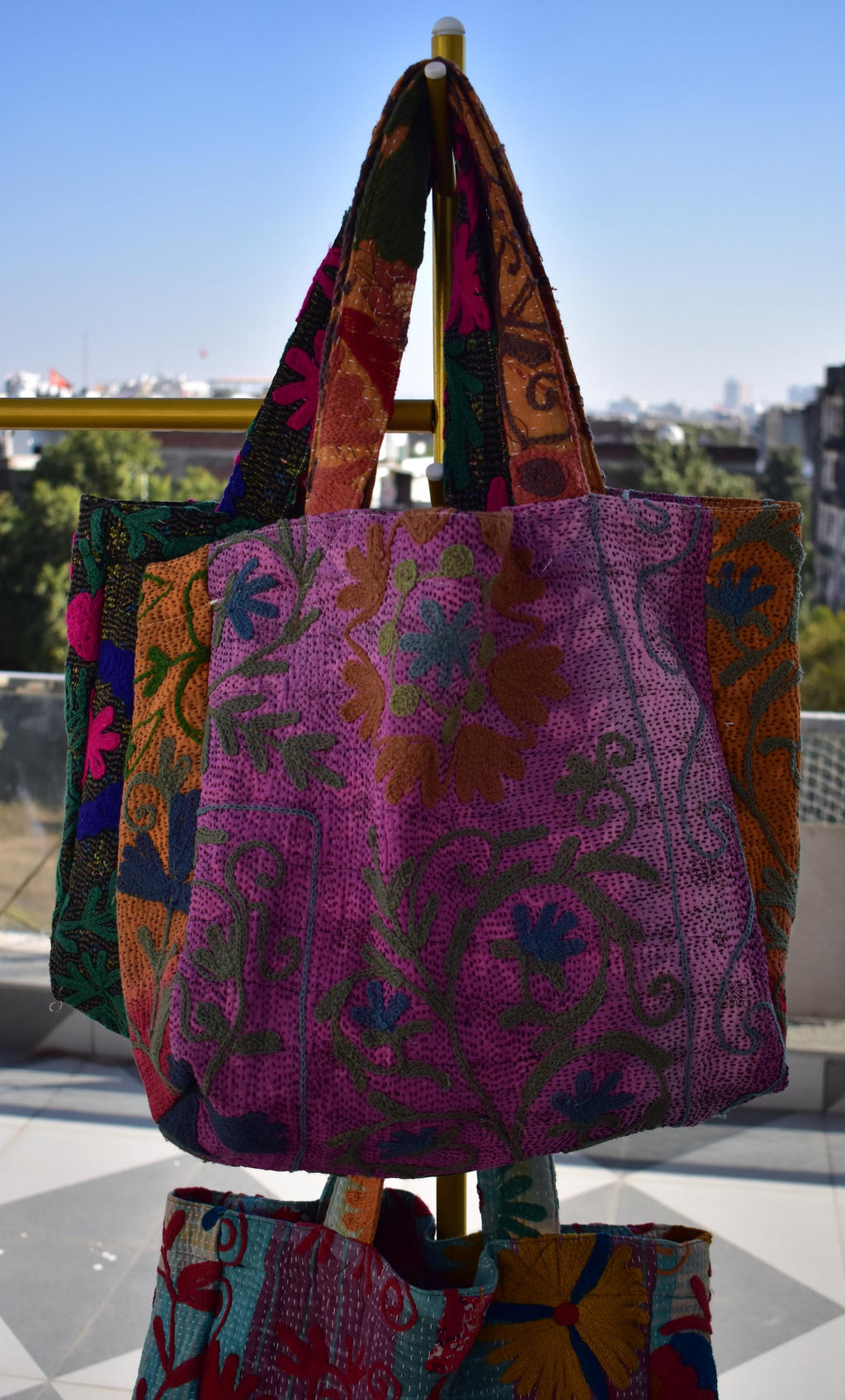 Suzani embroidery kantha bags
