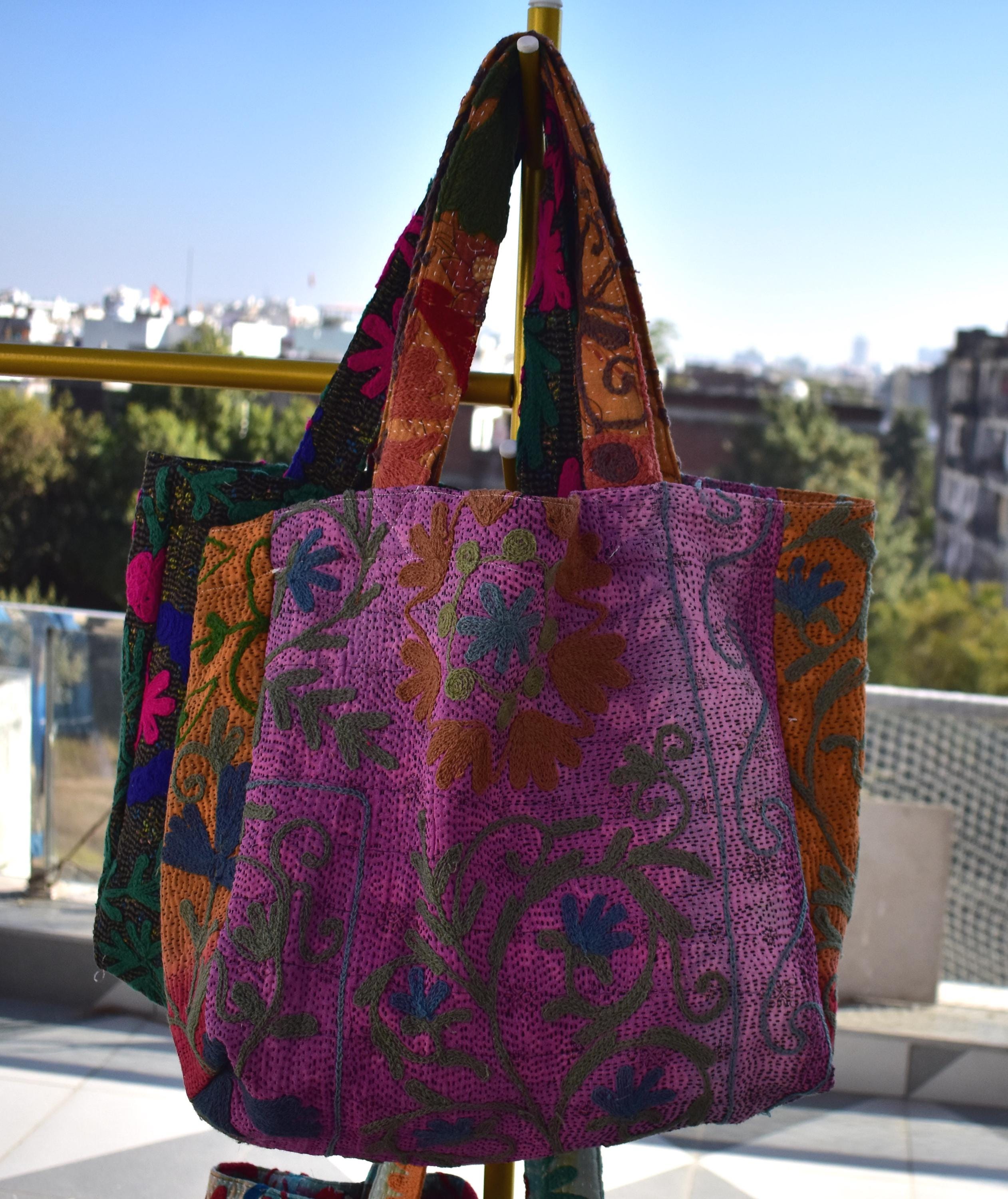 Suzani embroidery kantha bags
