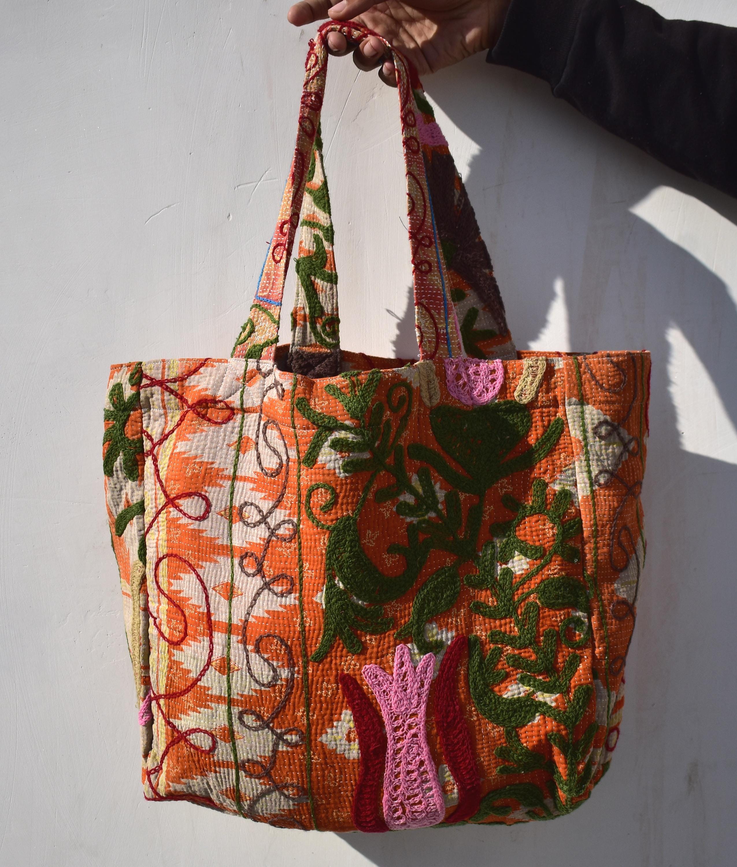 Suzani embroidery kantha bags